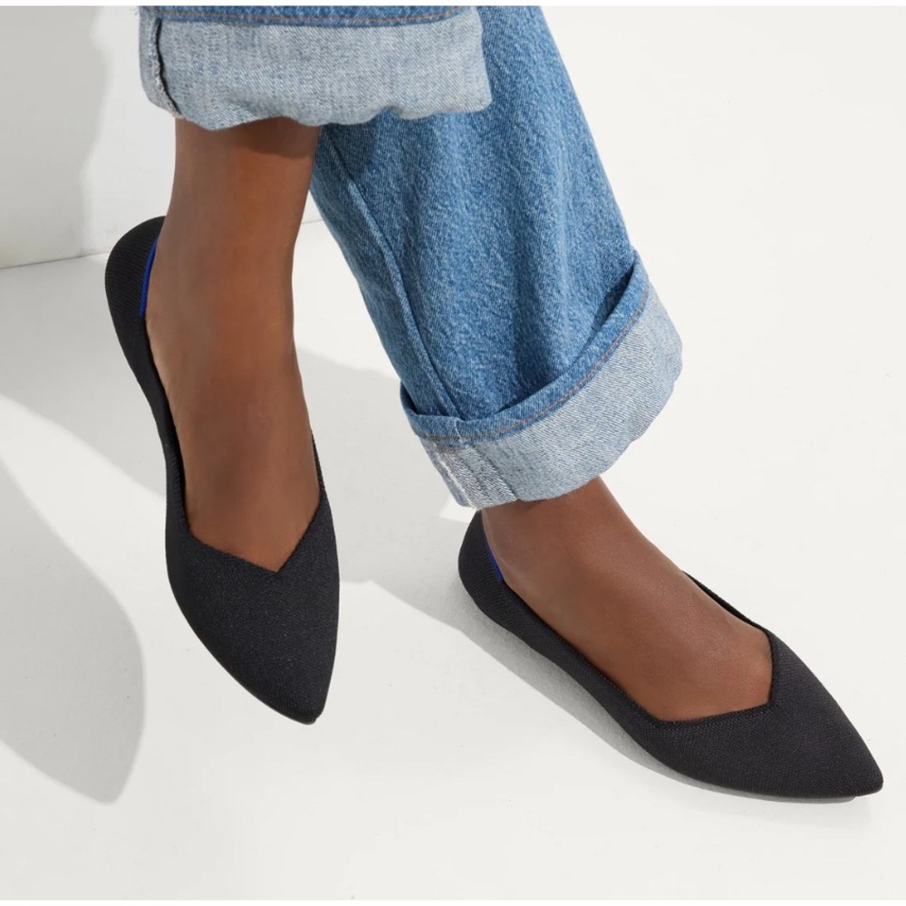 Rothys‎ The Point Solid Black Pointed Toe Ballet Flats Womens 8.5